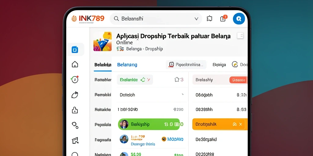 Antarmuka aplikasi INK789 menampilkan berbagai produk untuk belanja Dropship.