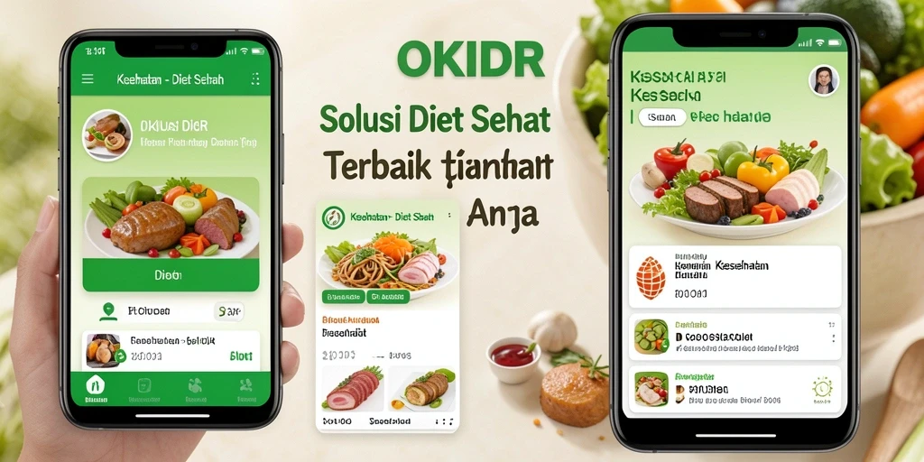 Screenshot aplikasi OKIDR yang menunjukkan antarmuka pengguna Diet Sehat.