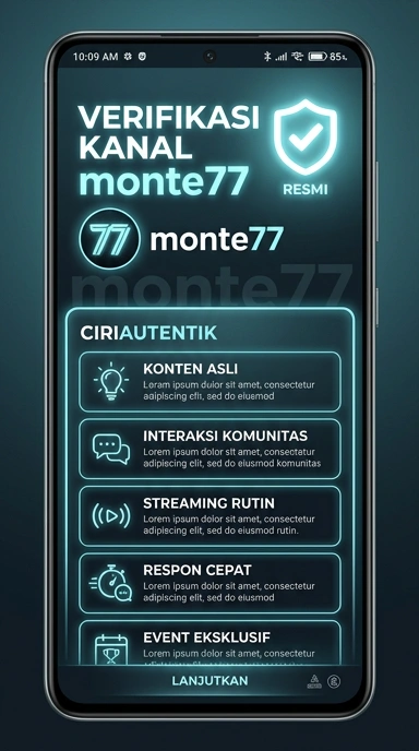 Tampilan kanal resmi monte77