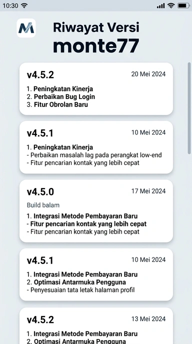 Tampilan riwayat versi monte77